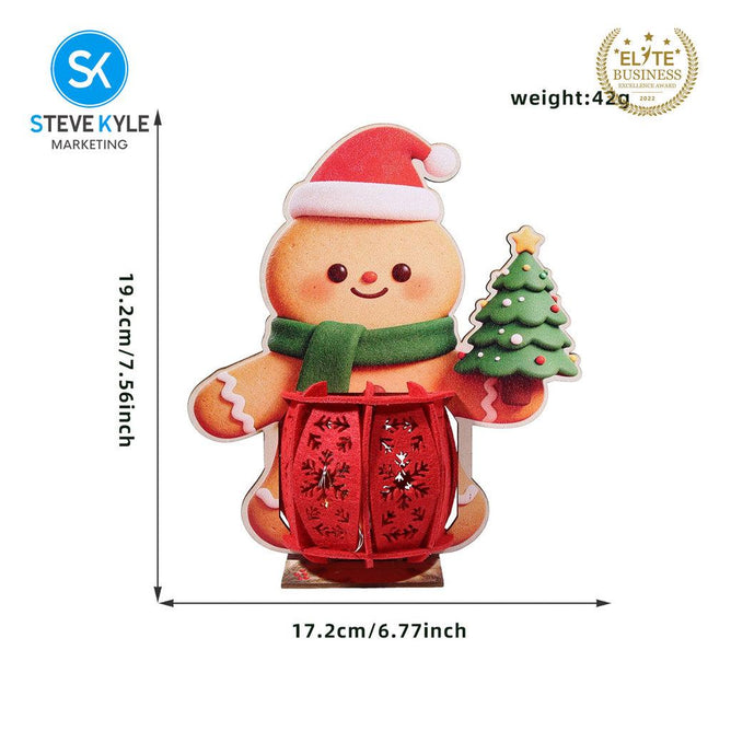 Steve Kyle 3D Wooden Christmas Santa Claus Snowman Santa Sleigh Decorative Lantern Ornament
