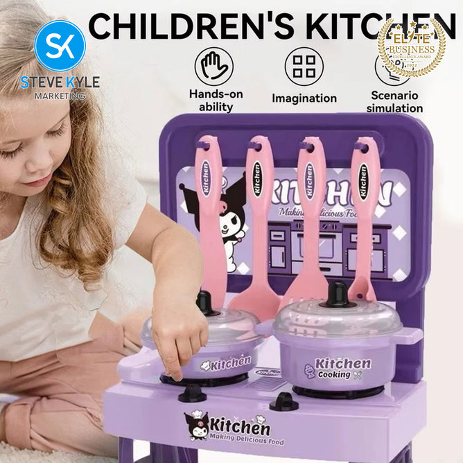 Steve Kyle Portable Mini Kitchen Cooking Playset With Pots Pans Utensils