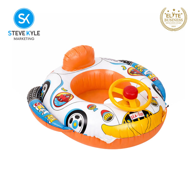Steve Kyle Inflatable Baby Seat Float With Steering Wheel Swimming Safe Water Toy Boat