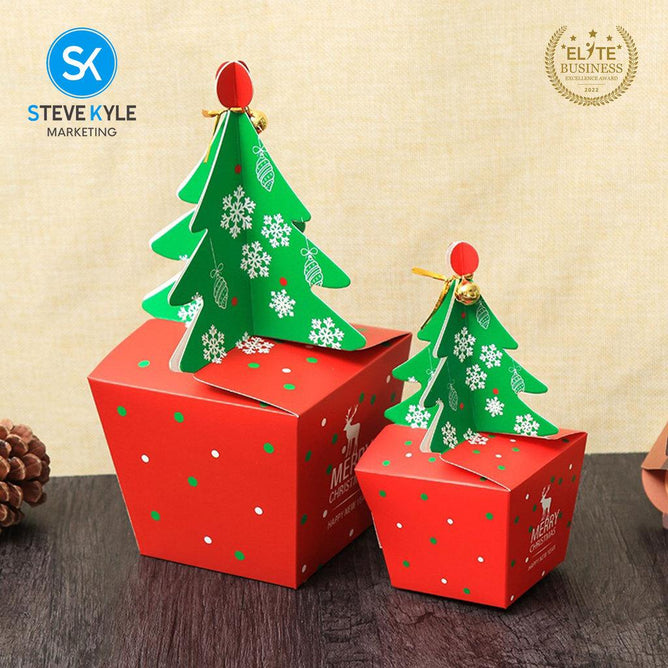 Steve Kyle 5-Piece Christmas Tree Pop-Up Paper Gift Box for Holiday Treats and Party Giveaways