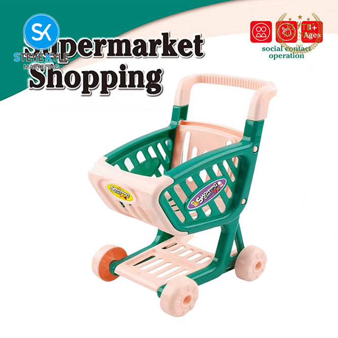 Steve Kyle Supermarket Shopping Cart Toy Set Pretend Play Grocery With Fruits Vegetables For Kids