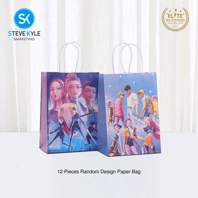 Steve Kyle Twelve Pieces Goody Treat Candy Hand-held Bag Girl Group Theme Paper Bag For Birthday Gift Party Supplies