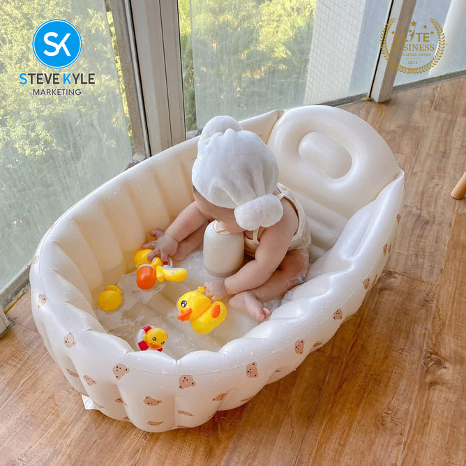 Steve Kyle Inflatable Baby Bathtub With Cartoon Print Baby Shower Pool For Garden Outdoor