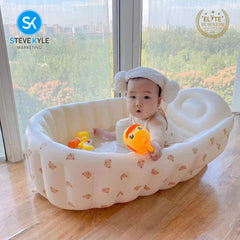Steve Kyle Inflatable Baby Bathtub With Cartoon Print Baby Shower Pool For Garden Outdoor