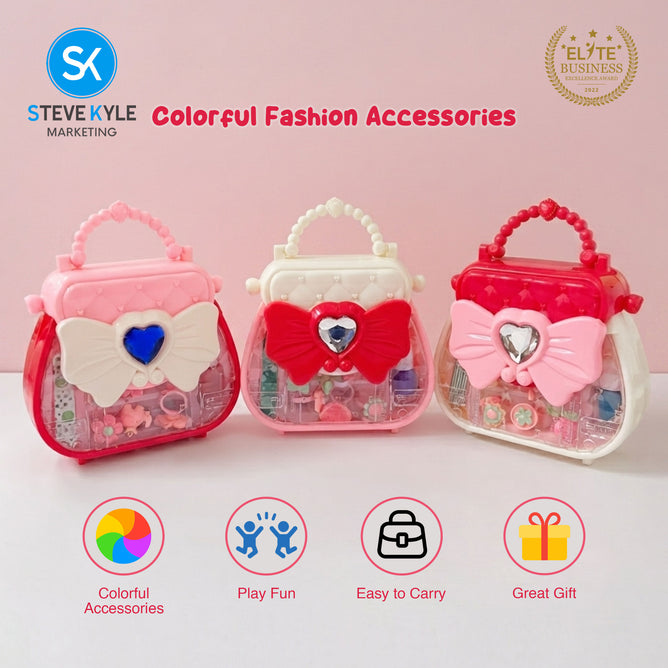 Steve Kyle Kids Beauty Handbag Toy Set with Rings and Nail Accessories