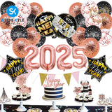 2025 Happy New Year Decorations Foil Balloons Party Supplies Set For 2025 New Years Eve Party Decoration Set