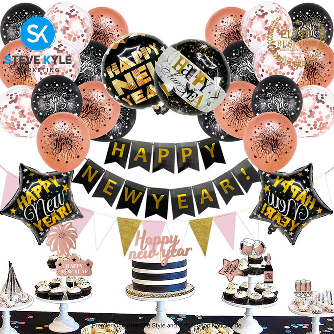 2025 Happy New Year Decorations Foil Balloons Party Supplies Set For 2025 New Years Eve Party Decoration Set