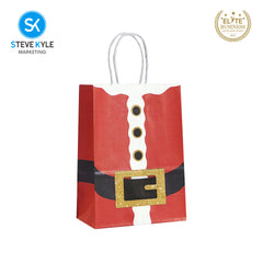 Steve Kyle Five Pieces Christmas Santa Suit Paper Gift Bag with Twisted Handle For Christmas Gift Packaging