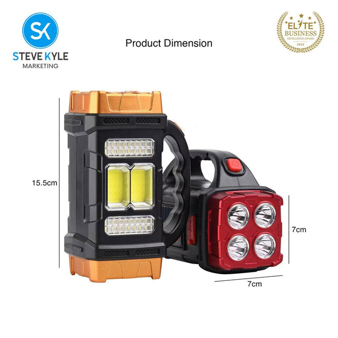 Steve Kyle Solar Powered Rechargeable LED Work Light Portable Emergency Flashlight