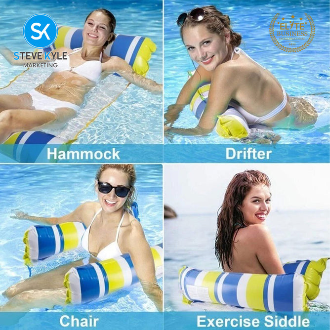 Steve Kyle 4-in-1 Inflatable Water Hammock Pool Float Capacity 250 lbs. For Swimming Pool Lounger Air Sofa