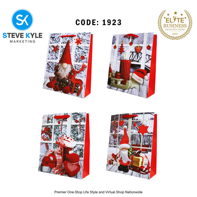 4PCS/SET Christmas Gift Bag Kraft paper Cartoon Design Gift Paper Bag Christmas Eve for Holiday