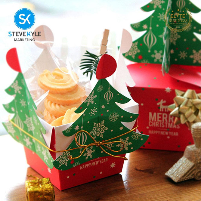 Steve Kyle 5-Piece Christmas Tree Pop-Up Paper Gift Box for Holiday Treats and Party Giveaways