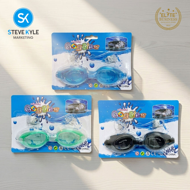 Steve Kyle Crystal Safety Lenses Eye Protection With Earplugs Nose Clip Adjustable Strap Anti-Fog Swimming Goggles