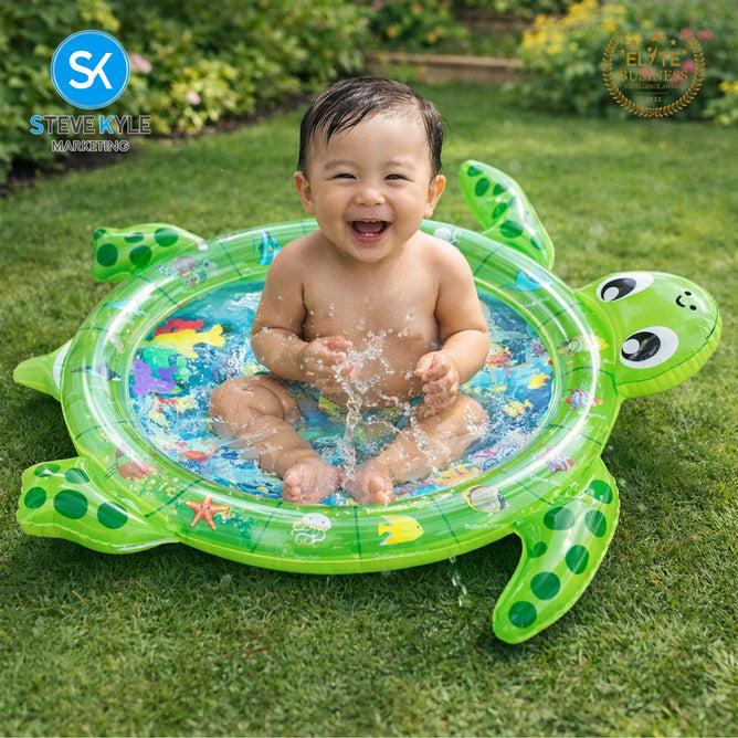 Steve Kyle Inflatable Tummy Time Water Play Mat Sea Turtle Shaped For Infants Toddlers Toys
