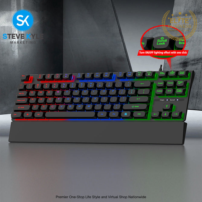 K710 Luminous Mechanical Gaming Keyboard 87 Keys With Removable  Usb Plug And Play Laptop
