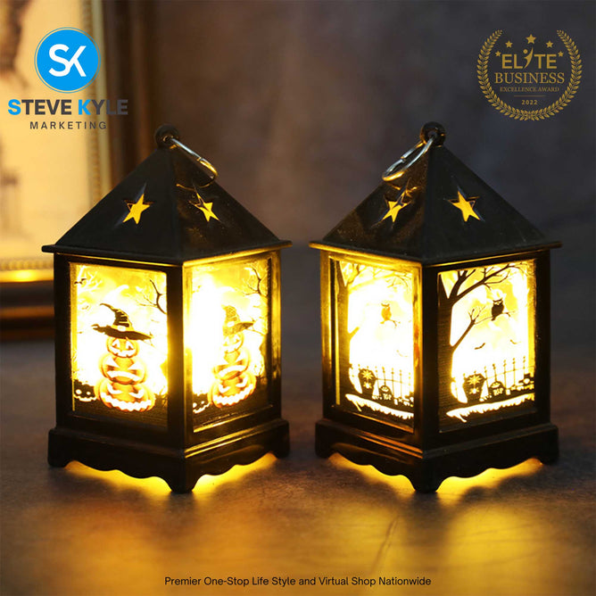 Halloween LED Lantern Lights Retro Small Oil Lamp Style Decorative Lamp for Halloween
