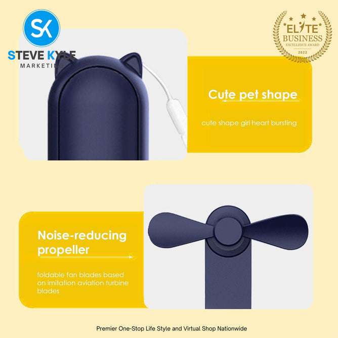 Portable Fan Foldable Small Fan Mini Handheld Fan USB Rechargeable Silent Handheld Folding Fan