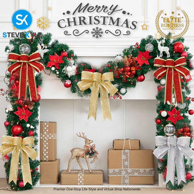 Glitter Bowknot Ribbon Christmas Tree Decor Ribbon For Holiday Decor