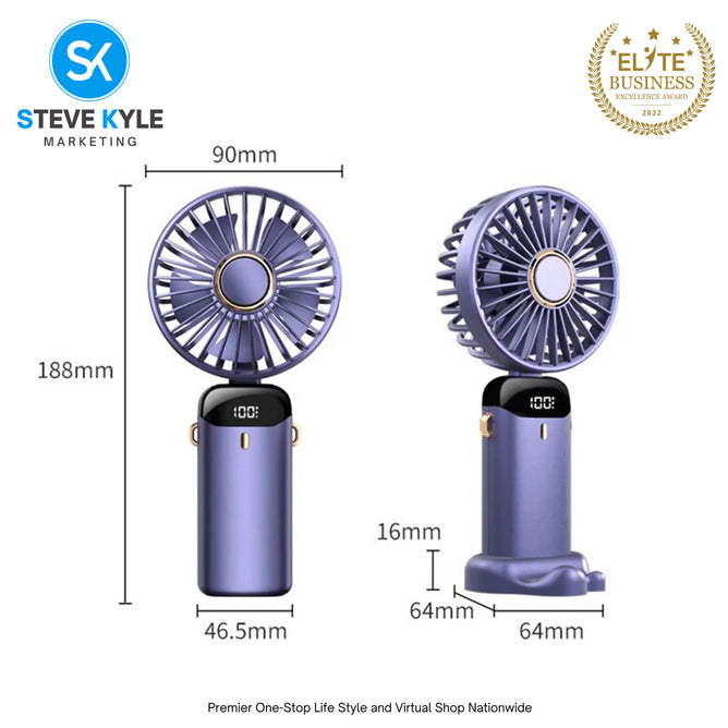 Handheld Portable Folding Fan Multifunctional Digital Display Aromatherapy Fan Neck Rope