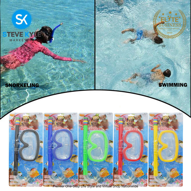Large Frame Snorkeling Mask Goggles Dive Sticks Adjustable Swim Set Suitable for Kids & Adult