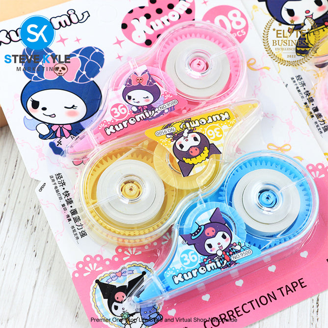 3pcs/Set Kuromi Kawaii Correction Tape Cute Stationery Back to School School Supplies