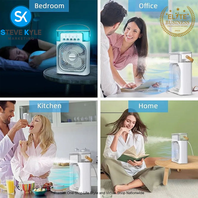 NEW USB Mini Portable Air Cooling Fan Powerful Air Cooler Air Humidifier with 7 Colors LED Light