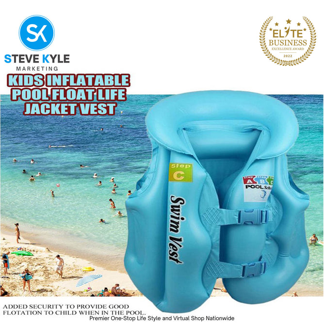 Inflatable Safety Life Jacket Vest Pool School Children Learn Swimming Floater