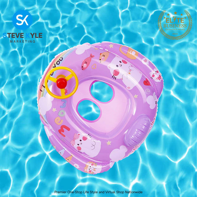Inflatable Summer Swimming Ring Seat with Steering for Kids