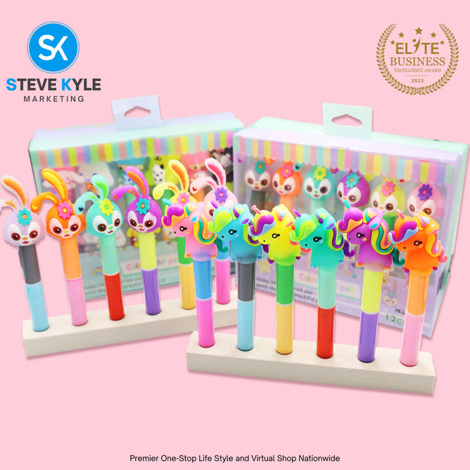 Random Color Light Pens Set of 6 (12 Diff Colors) Stationery Creative Best Gift for Kids
