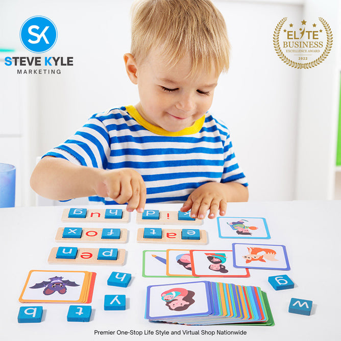 Wooden Short Vowel Reading Letters Sorting Spelling Games Sight Words Learning Flashcards Best Gift
