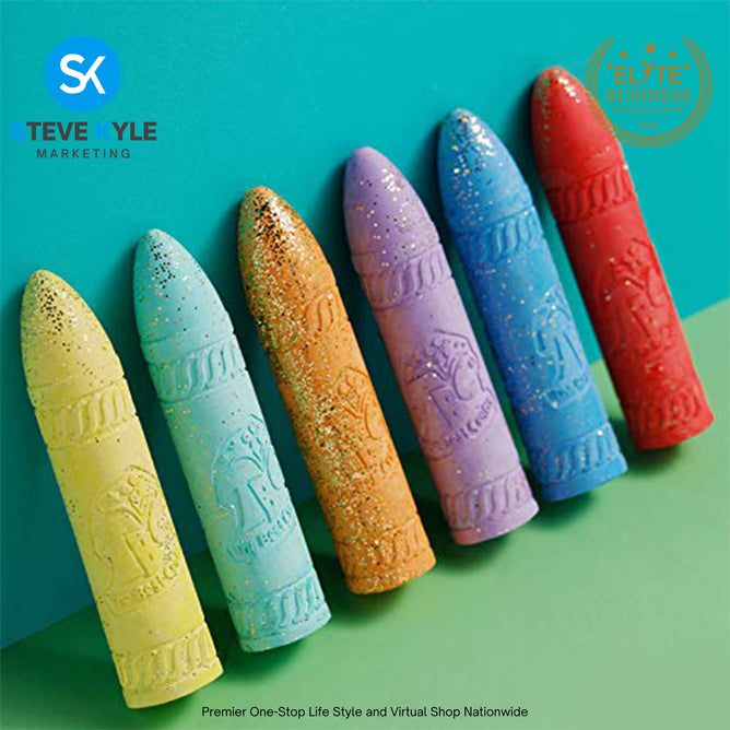 6 Colors Kids Drawing Art Glitter and Neon Washable Sidewalk Chalk for Kids