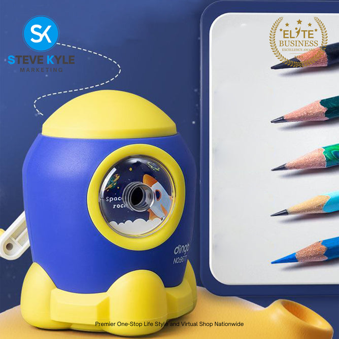Rocket Space Astronaut Pencil Sharpener Plastic Hand Operated Children's Stationery