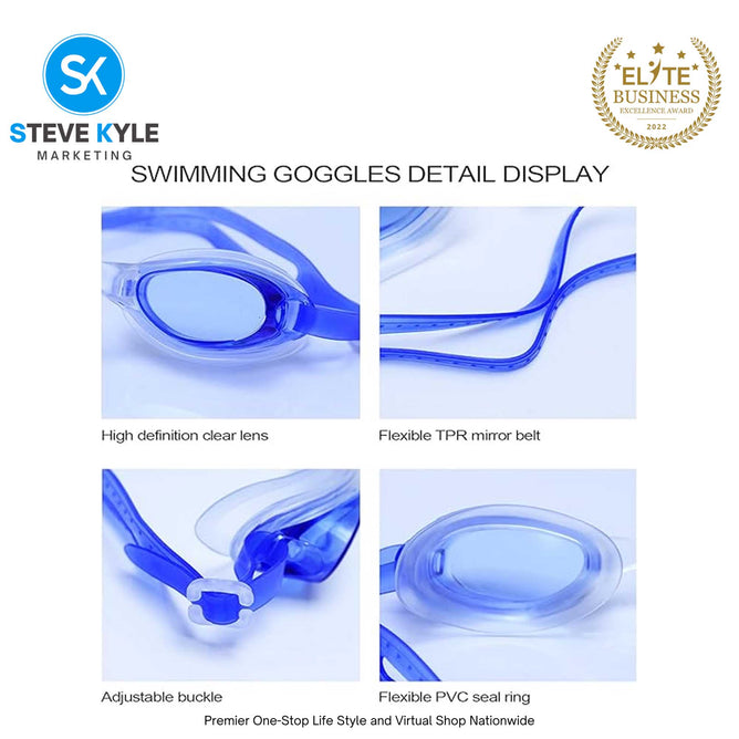 Swim Anti-fog Goggles Adjustable for Kids and Adults with 1 Pair Earplugs & Pouch Case