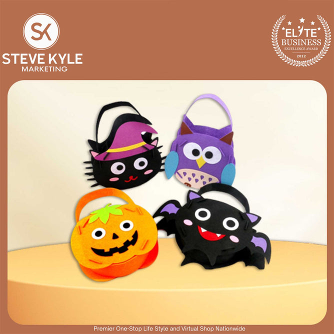 Halloween Candy Bag DIY Portable Tote Gift Bag Trick or Treat Bag for Kids Cute Handle Holiday