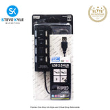 Multi Port USB Hub 4 Port USB 2.0 Hub On/Off Switches DC Power Adapter Cable For PC Laptop