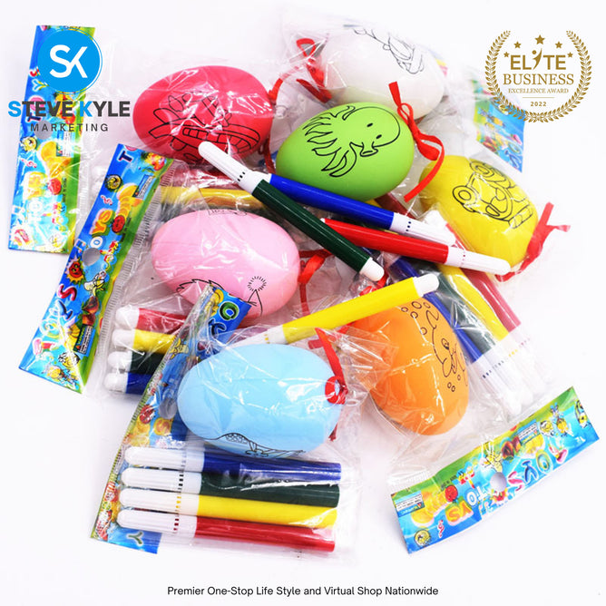 (1PC egg & 4Colors Pen) Baby Kids Paint Toy Egg with Paint pen