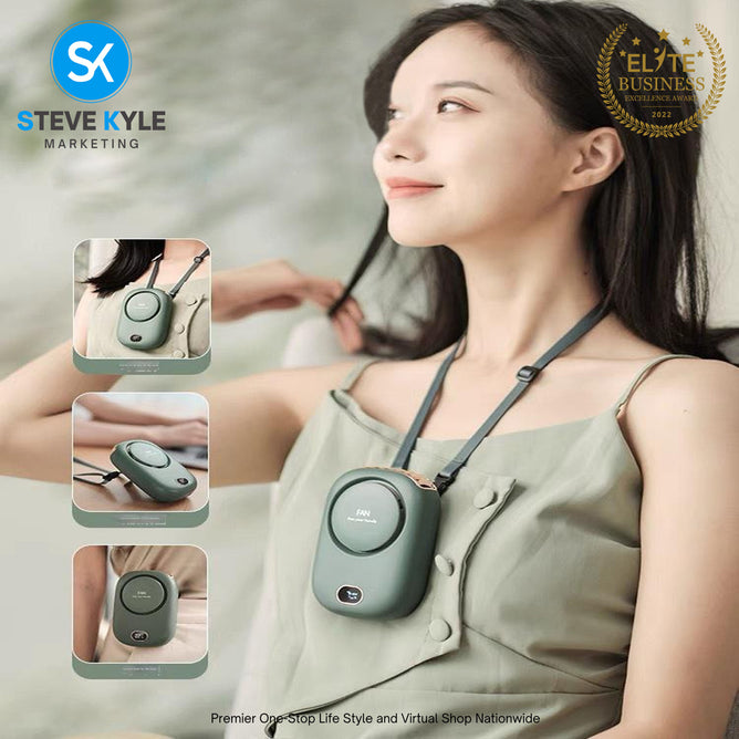 Mini portable fan,neck hanging, waist hanging, desktop holding, USB charging, 3-level wind power