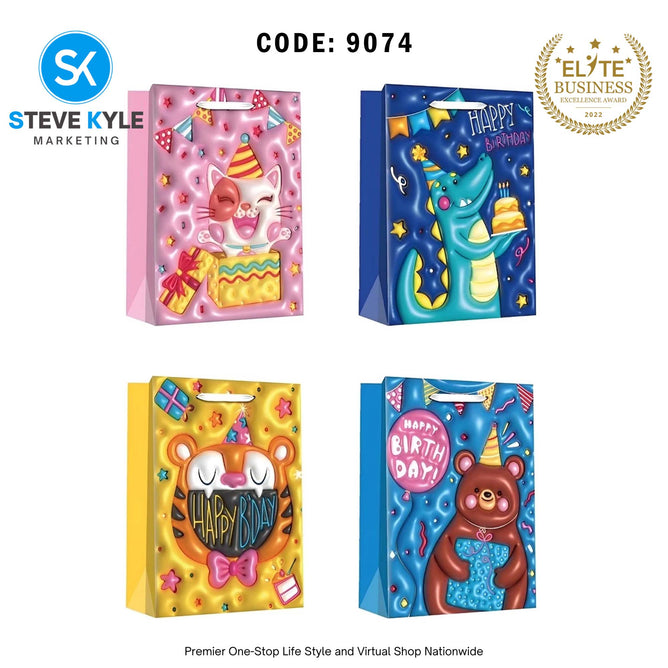 Birthday Gift Bag Happy Birthday Gift Packaging Bag Cartoon Handbag Thickened Flat Pocket