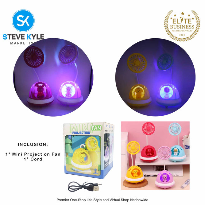 Cute Mini Rechargeable Projection Handheld Desk Fan for Kids Perfect Gift