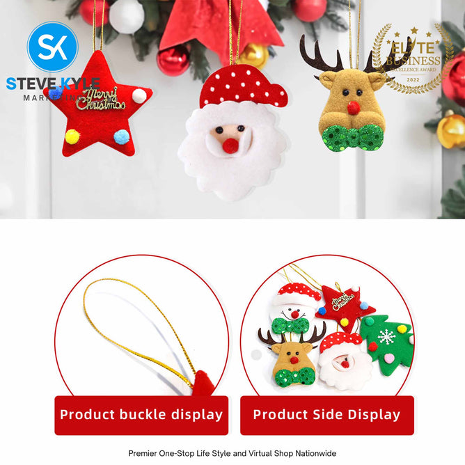 Cute Christmas Tree Hanging Ornaments Felt Pendant Doll Deer Snowman For Xmas Home Decor