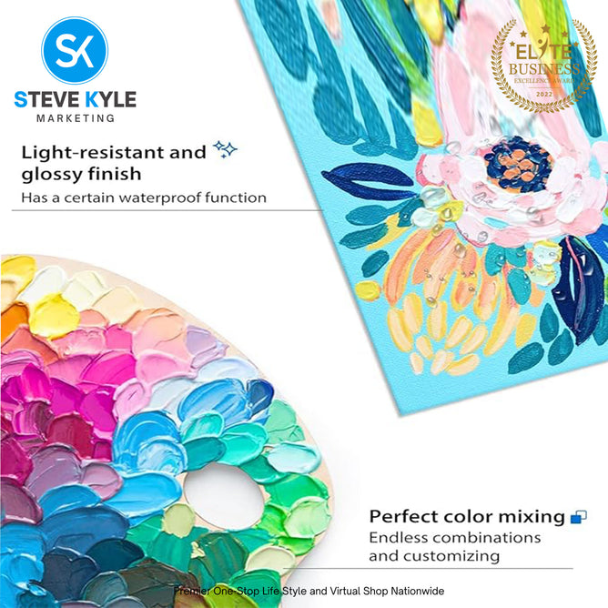 12 Colors Premium Acryclic Paints with 3 Brushes For Students, Crafters & Artists