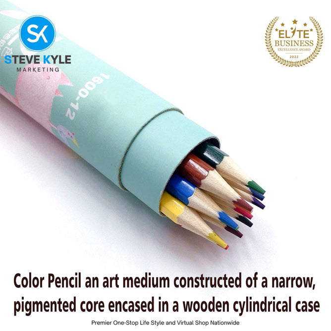 12 Colors Creative Stationery Color Pencil Best Gift for Kids Draw with Colorful Design with Box