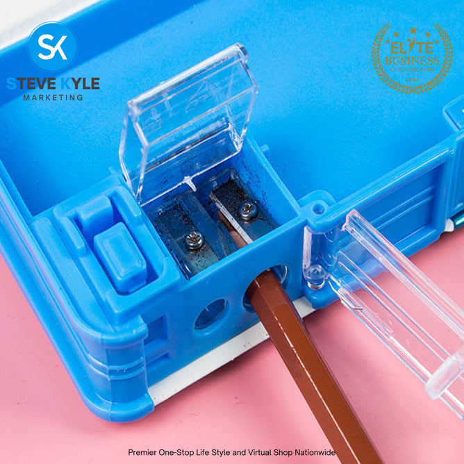 Double Sided Opening Magnetic Pencil Case for Kids Children Pencil case with Sharpener