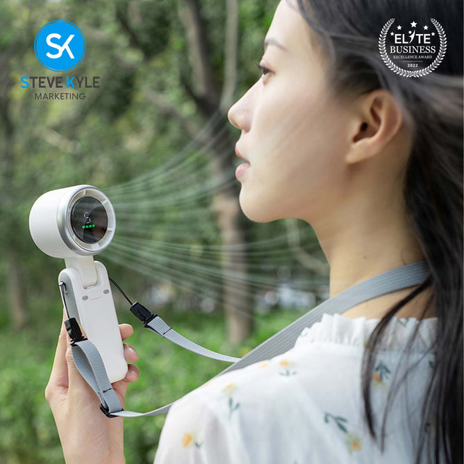 Rechargeable 3-in-1 Handheld Portable Turbo Fan with Lanyard