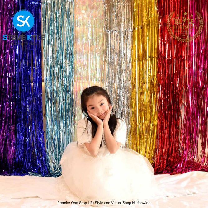 2.5M Background Foil Curtains Birthday Party Wall Cloth Backdrop Wedding Christmas Decoration