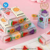 3PCS Fruit Eraser Soft Rubber Kawaii School Office Supplies Students Stationery Korean