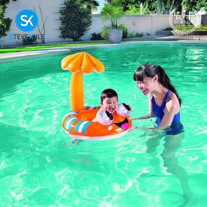Inflatable Summer Mushroom Fish Shaped Safety Floater Boat for Baby & Kids