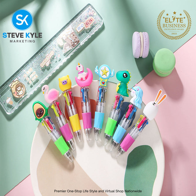 (1PC) Assorted Kawaii 4in1 Mini Multifunctional School Supplies Stationery Ballpen