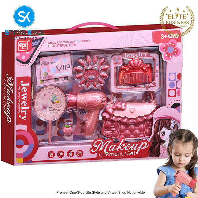 Makeup Playset for Girls Pretend Play Hair Stylist Toy Kit Best Gift