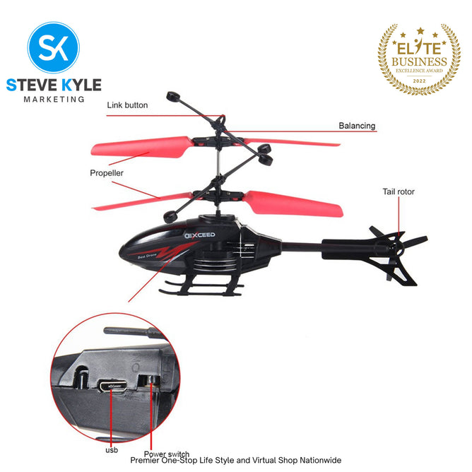 Flying HelicopterBoys Indoor and Outdoor Helicopter Palm Sensing Helicopter with LED Lights